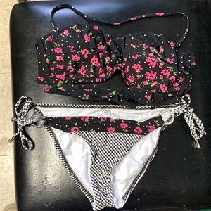 Floral Black Bikini Set